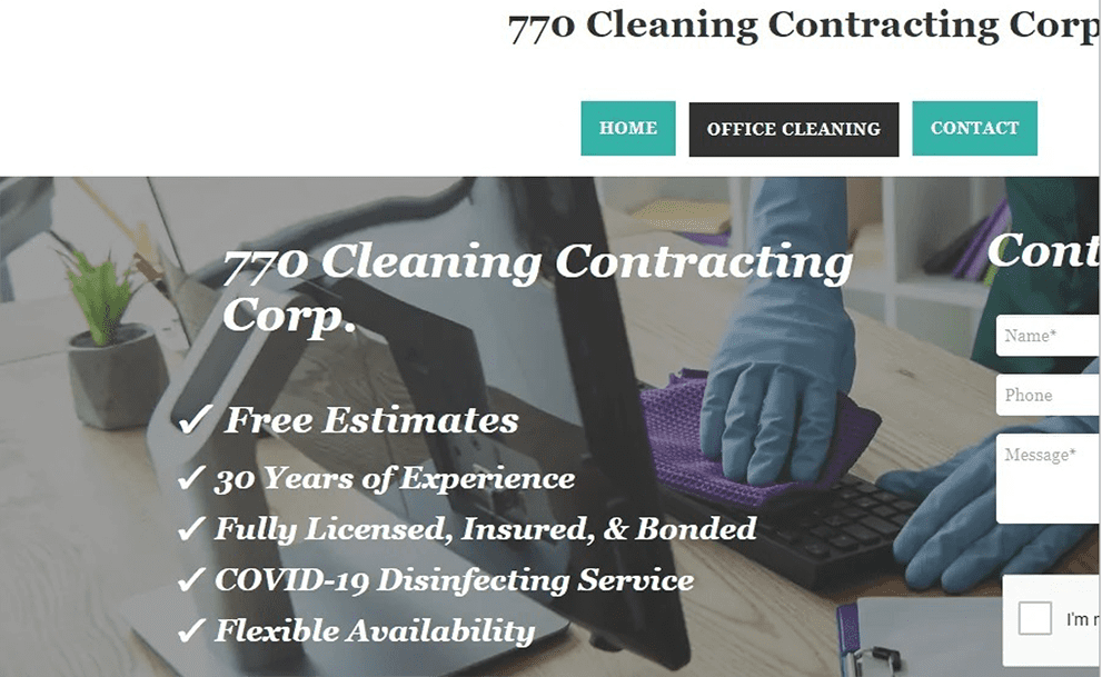 A website with cleaning services and free estimates.