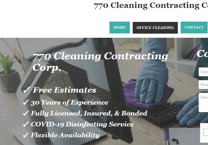 A website with cleaning services and free estimates.